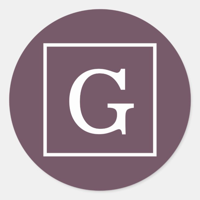 Adesivo Redondo Eggplant White enquadrado Monograma inicial (Frente)