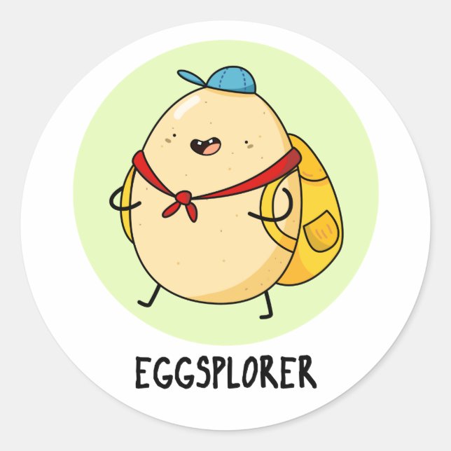 Adesivo Redondo Eggsplorer Funny Egg Explorer Pun (Frente)