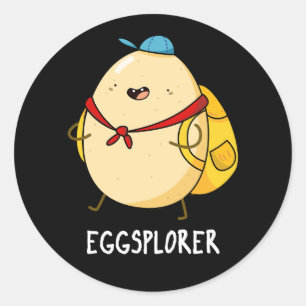 Adesivo Redondo Eggsplorer Funny Egg Explorer Pun Dark BG