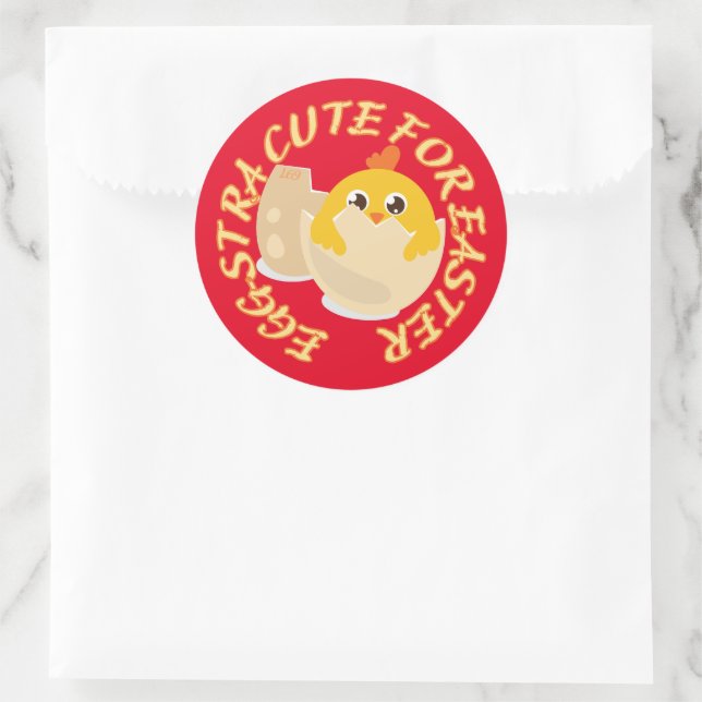 Adesivo Redondo EGGSTRA BONITA PARA A PÁSCOA do pintinho páscoa en (Bolsa)