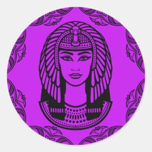 Adesivo Redondo Egípcio de Cleopatra em decorativo roxo