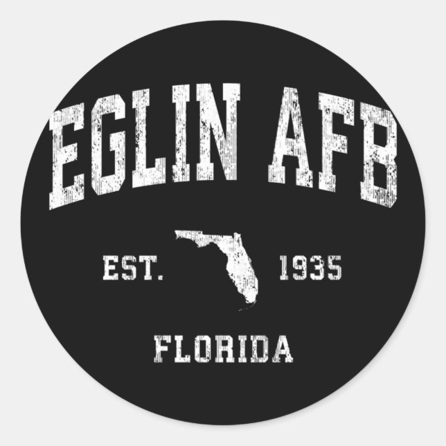 Adesivo Redondo Eglin Afb Florida Fl Athletic Sports (Frente)