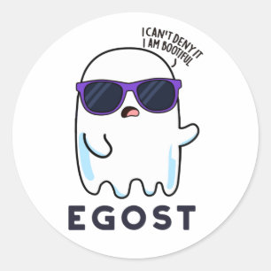 Adesivo Redondo Egost Dia de as Bruxas engraçado Ego Ghost Pun