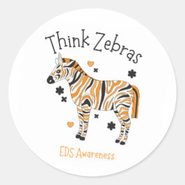 Adesivo Redondo Ehlers Danlos Syndrome Awareness Zebra Sticker