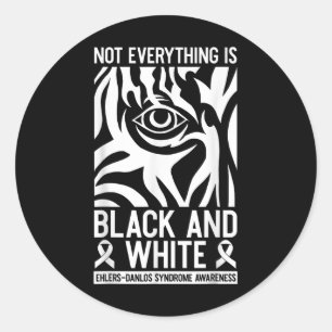 Adesivo Redondo Ehlers De Fita Negra E Branca Danlos Zebra Rheumat