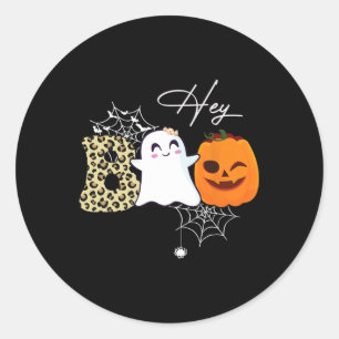 Adesivo Redondo Ei Boo Cute Ghost Pumpkin Rosto Halloween