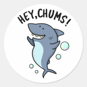 Adesivo Redondo Ei Chums Cute Toothy Shark Pun