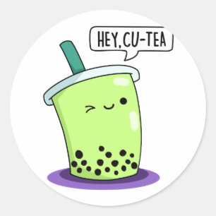 Adesivo Redondo Ei Cu-Tea Funny Boba Tea Pun