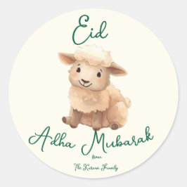 Adesivo Redondo Eid  Al Adha Beige cute Sheep Party