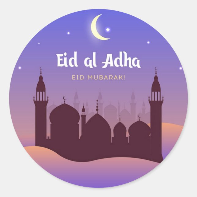 Adesivo Redondo Eid Al Adha Mubarak (Frente)