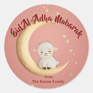 Adesivo Redondo Eid Al-Adha Mubarak Rosa