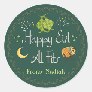 Adesivo Redondo Eid-al-Fitr / Eid Mubarak / Raya Ketupat personali