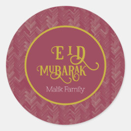 Adesivo Redondo Eid Mubarak Chevron Luxurioso Red Personalizado