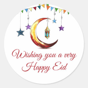 Adesivo Redondo Eid Mubarak Crescent Islâmico