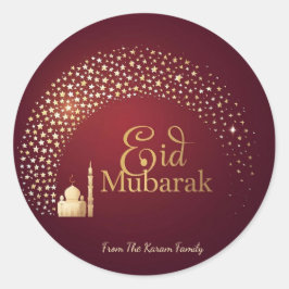 Adesivo Redondo Eid Mubarak Muçulmano Clássico Moderno Personaliza