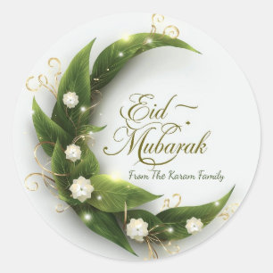 Adesivo Redondo Eid Mubarak Muçulmano Clássico Moderno Personaliza