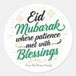 Adesivo Redondo Eid Mubarak Muçulmano Clássico Moderno Personaliza