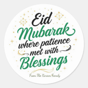 Adesivo Redondo Eid Mubarak Muçulmano Clássico Moderno Personaliza