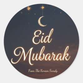 Adesivo Redondo Eid Mubarak Muçulmano Clássico Moderno Personaliza