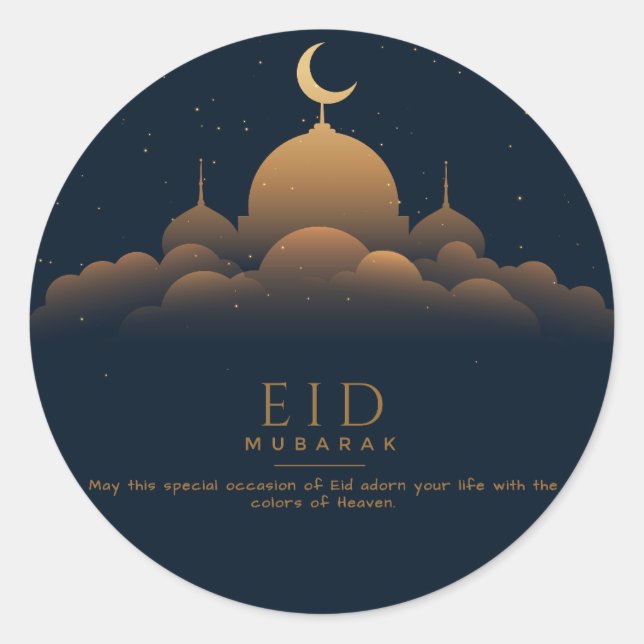 Adesivo Redondo Eid Mubarak Para Eid. (Frente)