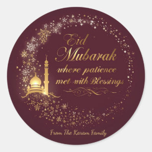 Adesivo Redondo Eid Mubarak Personalizado
