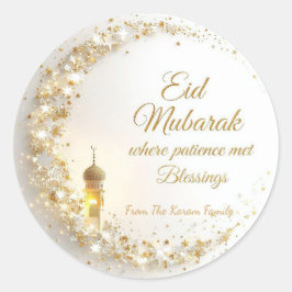 Adesivo Redondo Eid Mubarak personalizado muçulmano moderno