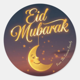Adesivo Redondo Eid Mubarak personalizado muçulmano moderno