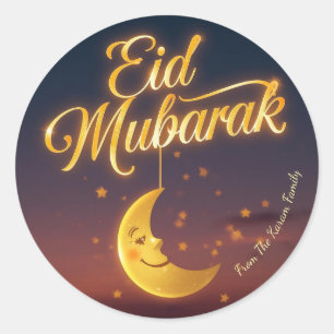 Adesivo Redondo Eid Mubarak personalizado muçulmano moderno
