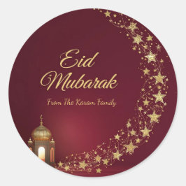 Adesivo Redondo Eid Mubarak personalizado muçulmano moderno