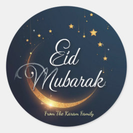 Adesivo Redondo Eid Mubarak personalizado muçulmano moderno