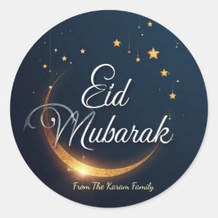 Adesivo Redondo Eid Mubarak personalizado muçulmano moderno