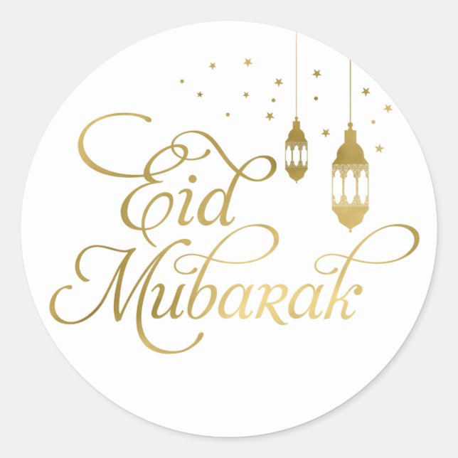 Adesivo Redondo Eid Mubarak Stickers, Ramadan Mubarak Stickers (Frente)