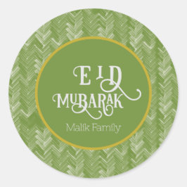 Adesivo Redondo Eid Mubarak Typografia Chevron Green Personalizada