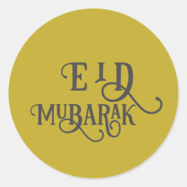 Adesivo Redondo Eid Mubarak Vintage Dourado Cor Plain