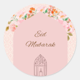 Adesivo Redondo Eid mubark rosa