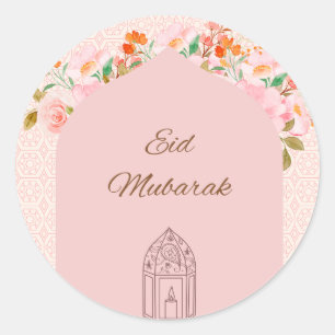 Adesivo Redondo Eid mubark rosa