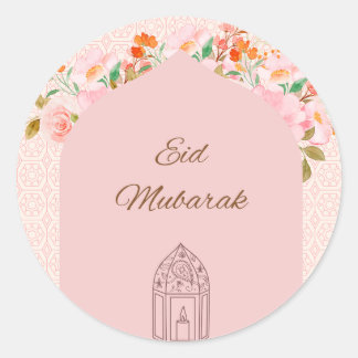 Adesivo Redondo Eid mubark rosa