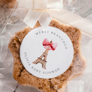 Adesivo Redondo Eiffel Tower Paris Obrigado