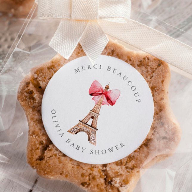 Adesivo Redondo Eiffel Tower Paris Obrigado (Criador carregado)