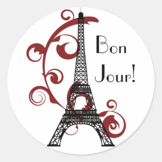 Adesivo Redondo Eiffel Tower Sticker
