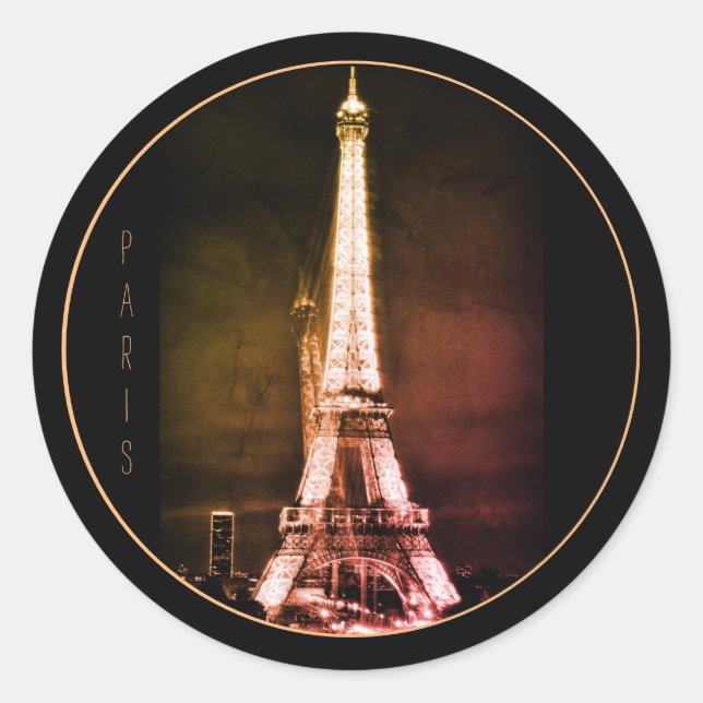 Adesivo Redondo Eiffel Tower & Surreal Paris Art /love France VINB (Frente)