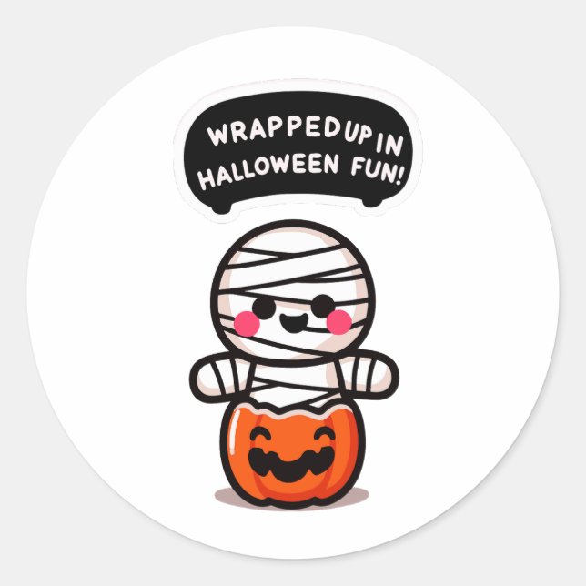 Adesivo Redondo Eine Mummie in einem Kürbis  (Frente)