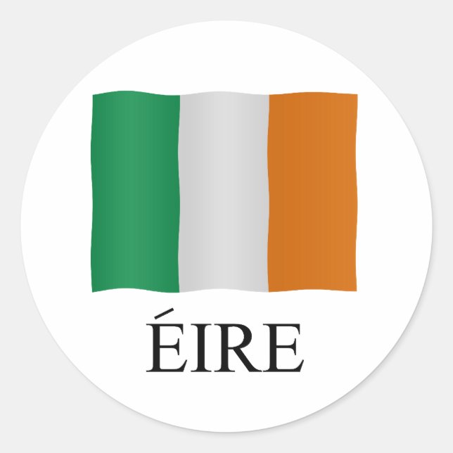 Adesivo Redondo Eire - Ireland + flag (Frente)