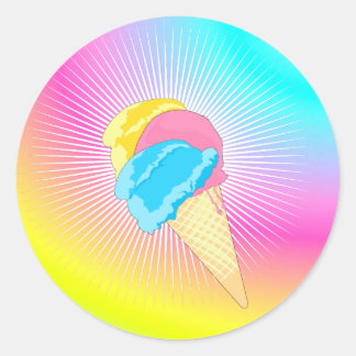 Adesivo Redondo Eis Eiscreme Regenbogen