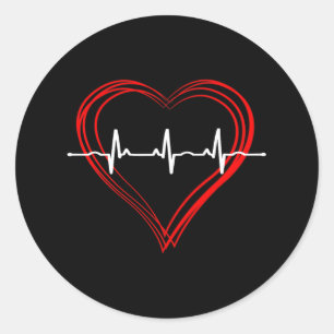 Adesivo Redondo Ekg Heartbeat Love Cardiograma Hollow Ecg Heart
