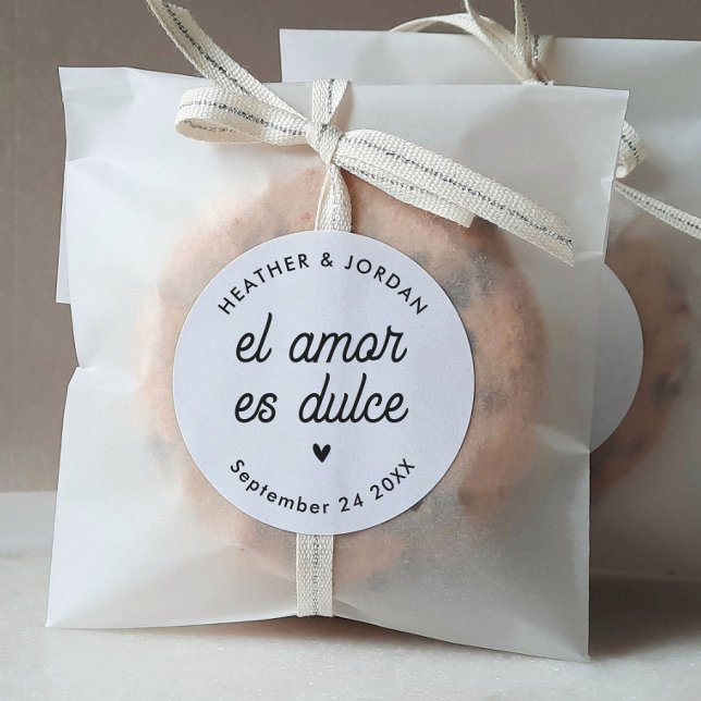 Adesivo Redondo El Amor es Dulce Modern Wedding Favors (Criador carregado)