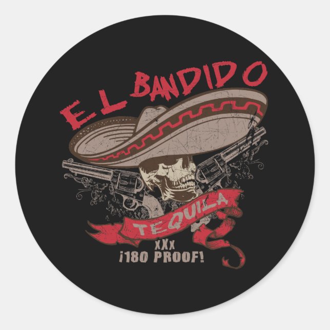 Adesivo Redondo El Bandido Tequila Sticker (Frente)
