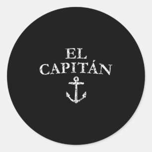 Adesivo Redondo El Capitan Capitão Anchor Boat Sail