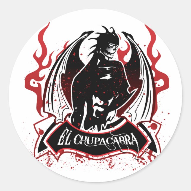 Adesivo Redondo El Chupacabra - O Goat Sucker (Frente)