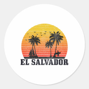 Adesivo Redondo El Salvador Surfista Vintage Caribe Lembrança